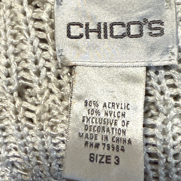 Chicos silver/grey Women’s  Cardigan Sweater  
Chico’s size 3 US 14-16 - Picture 6 of 8